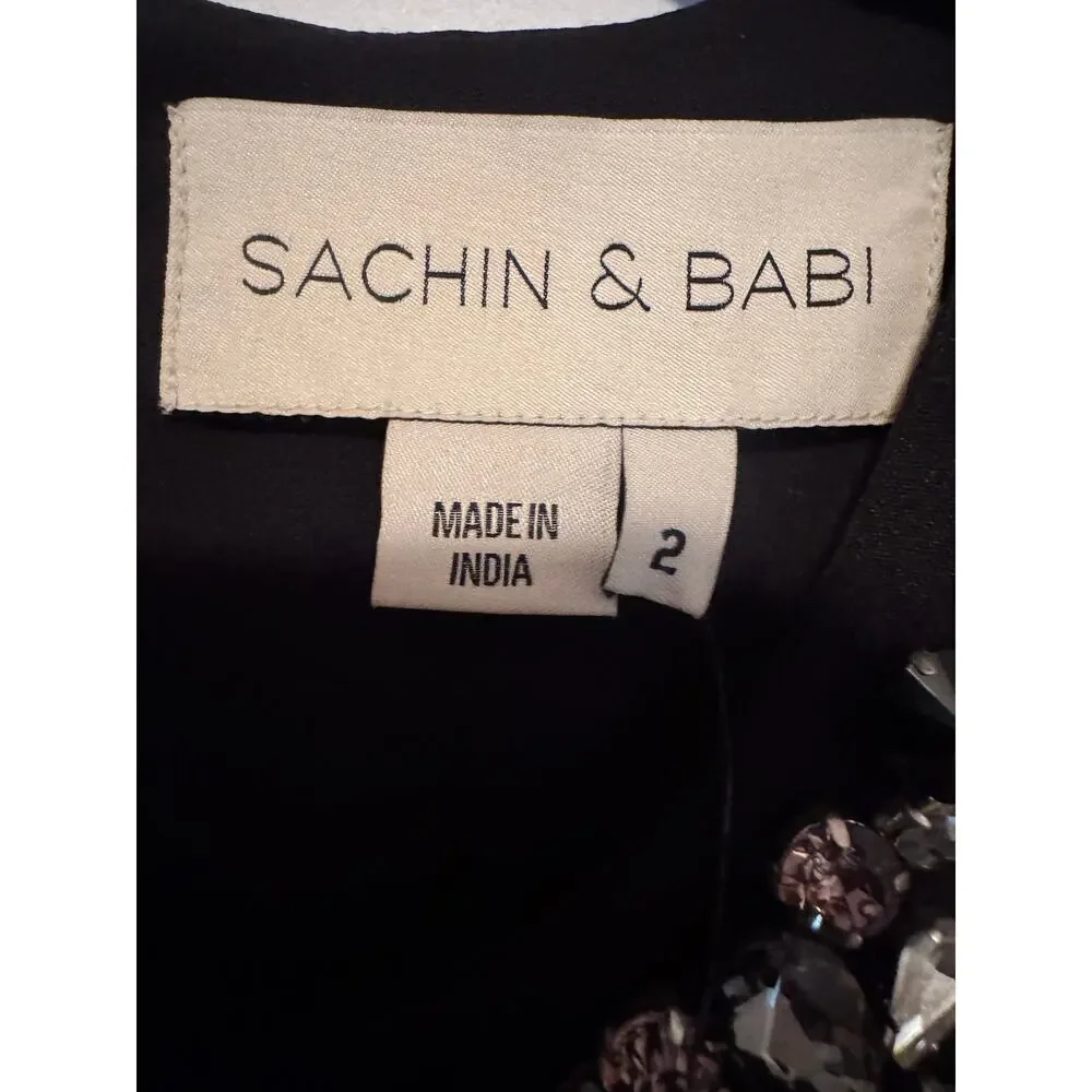 Sachin & Babi Victoria Gown: Navy & Black Sparkle Dress $1095.00 retail price - Picture 8 of 11